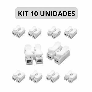 KIT 10 Borne Conector Rápido de Fio Sem Solda 2 Vias Bivolt