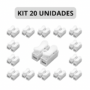 KIT 20 Borne Conector Rápido de Fio Sem Solda 2 Vias Bivolt