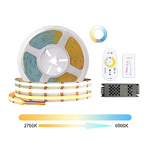 KIT Fita LED COB Multicor CCT 28W 608 LED’s 12V IP20 5 Mts + Fonte