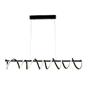 Lustre Pendente LED 125W Espiral Long 120cm Preto 3000K Bivolt