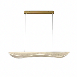 Lustre Pendente LED 30W Curva Acrílico 100cm Dourado 3000K Bivolt