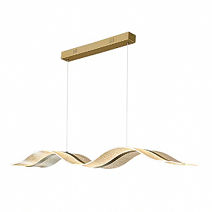 Lustre Pendente LED 30W Onda Acrílico 100cm Dourado 3000K Bivolt