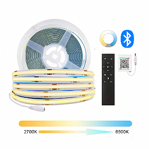 Fita LED COB Multicor CCT 28W 504 LED’s 24V IP20 5 Mts Ctrl Bluetooth