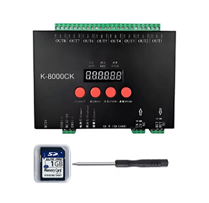 Controladora K8000CK Fita LED Digital WS2811 WS2812 WS2815 + Cartão SD 1GB