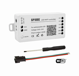 Controladora SP108e Wi-Fi Fita LED Digital 2811 2812 2815 6803 RGB 5-24V