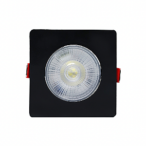 Spot 7W LED COB SMD Preto Quadrado Branco Quente 3000K Bivolt