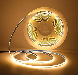 Fita LED COB 3mm 12W 360 LED’s 12V IP20 5 Metros Branco Quente 3000K