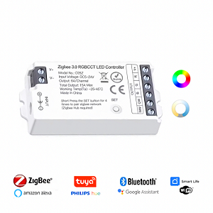 Central Controladora Zigbee 3.0 RGBWC Fita LED Wi-Fi Tuya 12-24V
