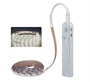 Fita LED a Pilha com Sensor de Presença 3 Metros Branco Neutro