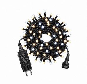 Cordão LED Natal 20 Metros CCT Multicor 12 Efeitos Fio Preto Bivolt