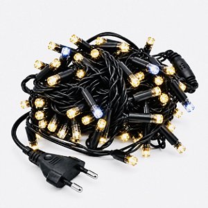 Pisca LED Natal Fixo 2.3mm IP65 10 Metros Branco Quente Strobo 220V