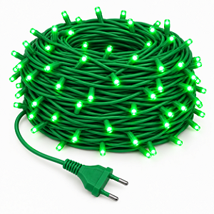 KIT 60 Metros Pisca LED Natal Fixo Verde IP44 Fio Verde 220V