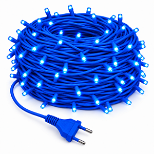 KIT 60 Metros Pisca LED Natal Fixo Azul IP44 Fio Azul 220V