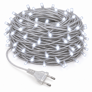KIT 60 Metros Pisca LED Natal Fixo Branco Frio IP44 Transparente 220V