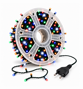 Cordão LED Natal Strobo 30 Metros RGB IP44 Fio Preto 220V