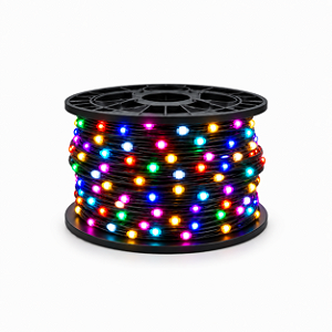 Cordão LED Natal Digital 100 Metros 2811 RGBIC IP67 12V Fio Preto