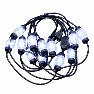 Varal LED Natal Strobo 6 Metros 20 Lampadas IP65 Branco Frio Bivolt