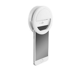 Ring Light 8cm Portátil Anel Luz de Selfie Celular Super LED USB Flash Bateria Branco