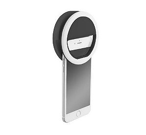 Ring Light 8cm Portátil Anel Luz de Selfie Celular Super LED USB Flash Bateria Preto