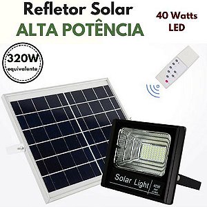 Refletor LED 40W Placa Solar Bateria Recarregavel SMD Branco Frio IP67 KIT Completo