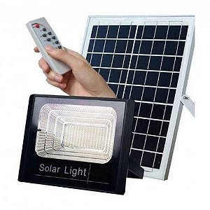 Refletor LED 20W Placa Solar Bateria Recarregavel SMD Branco Frio IP67 KIT Completo