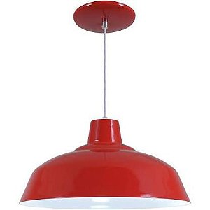 Pendente Retrô 34cm Luminária Lustre Alumínio E27 Vermelho