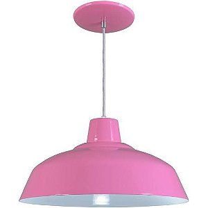Pendente Retrô 34cm Luminária Lustre Alumínio E27 Rosa