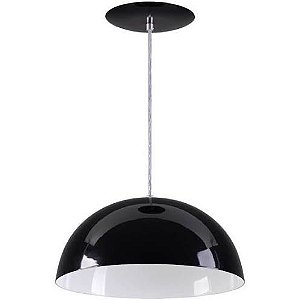 Pendente Meia Lua 40cm Luminária Alumínio E27 Preto Fosco