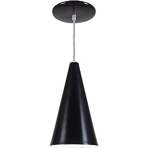 Pendente Cone Luminária Lustre Alumínio E27 Preto Fosco