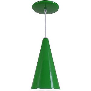 Pendente Cone Luminária Lustre Alumínio E27 Verde