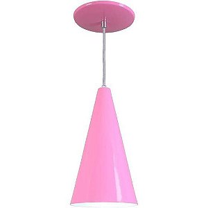 Pendente Cone Luminária Lustre Alumínio E27 Rosa