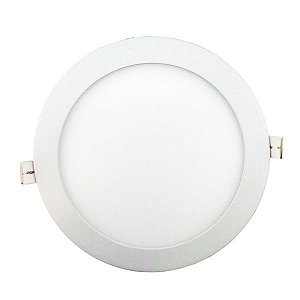 Painel 12W LED Embutir Slim Redondo 3500K Branco Quente Bivolt