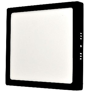 Painel 25W LED Quadrado Sobrepor Preto 30x30 3500K Branco Quente