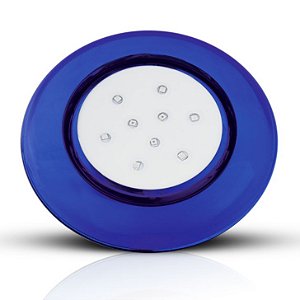 Luminaria Piscina LED 9W RGB Colorida 125mm Policarbonato Azul 12V