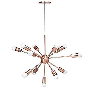 Lustre Pendente Sputnik 12 Lampadas Industrial E27 Rose Bivolt TY0712R