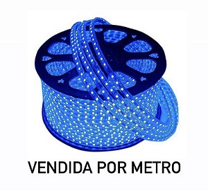 Mangueira Fita LED Azul Metro Achatada Efeito Natal 127V IP66 Externa