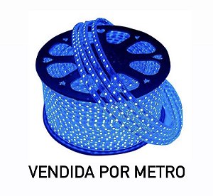 Mangueira Fita LED Azul Metro Achatada Efeito Natal 220V IP66 Externa