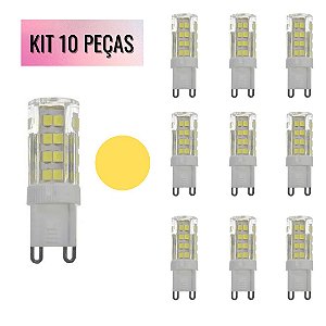 KIT 10 Lampadas LED G9 5W Halopim 3500K Branco Quente Bivolt