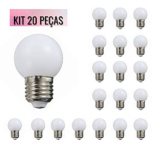 KIT 20 Lampada LED Bolinha 1W Branco Frio 6500K 127V