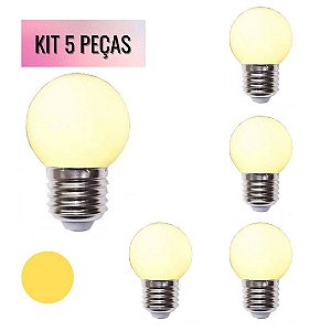 KIT 5 Lampada LED Bolinha 1W Branco Quente 3500K 127V