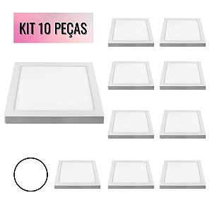 KIT 10 Painel 25W LED Quadrado Sobrepor 30x30 6500K Branco Frio