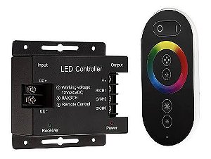 KIT Super Controle RGB Touch 2.4G Fita LED Luminária Piscina RF 12V 24V 250W