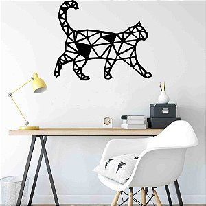 Quadro Decorativo Gato Geométrico Vazado - MDF