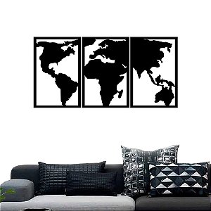 Kit Quadro Decorativo Mapa mundi Vazado - MDF - Loja Decoarts Kit Quadro Decorativo Mapa mundi Vazado - MDF - Loja Decoarts
