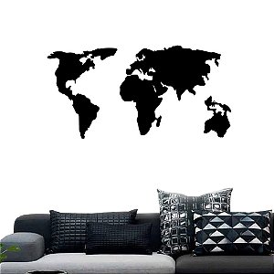 Kit Quadro Decorativo Mapa Mundi Político MDF - Vazado