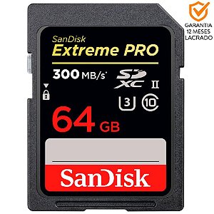Cartão SanDisk 64 GB Extreme Pro SD 300 Mb/s