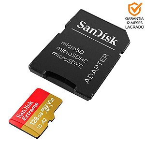 Cartão SanDisk 128GB Extreme microSDXC 160 Mb/s