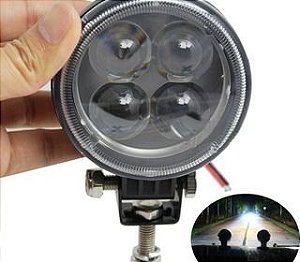 Farol Milha 12w Led 12v 24v Redondo  6000k