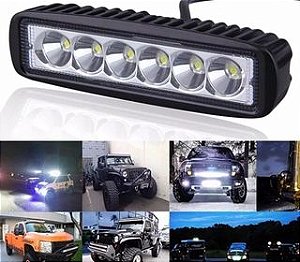 Farol De Milha Auxiliar 6 Leds 18w Off Road Moto Carro