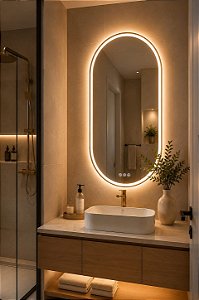 Espelho oval 3 cores de led 0,60x1,20
